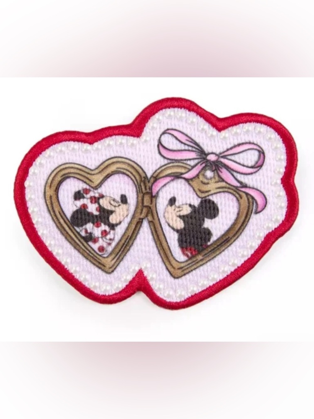 Disney Parks Mickey & Minnie Mouse Valentine Locket Patch Stoney Clover Lane New